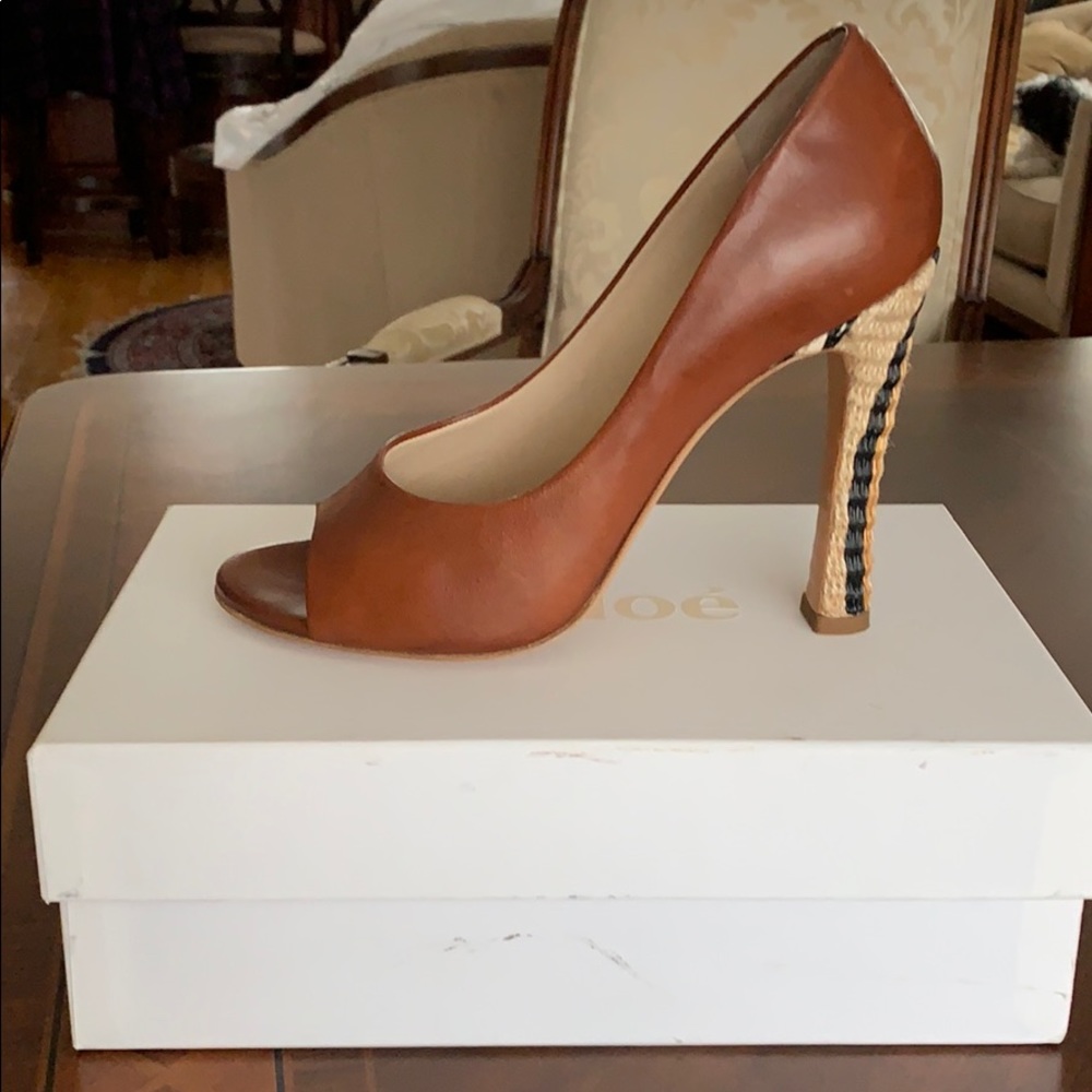 Authentic Chloe Elbamat Calf 536 Cocker Heels